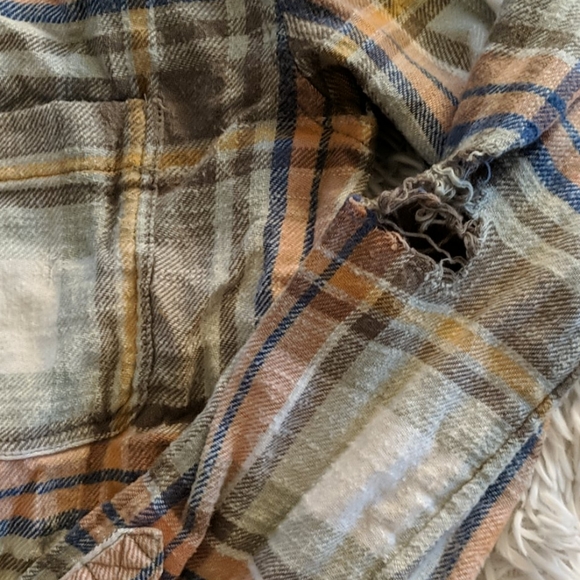 Distressed plaid flannel - Picture 2 of 4